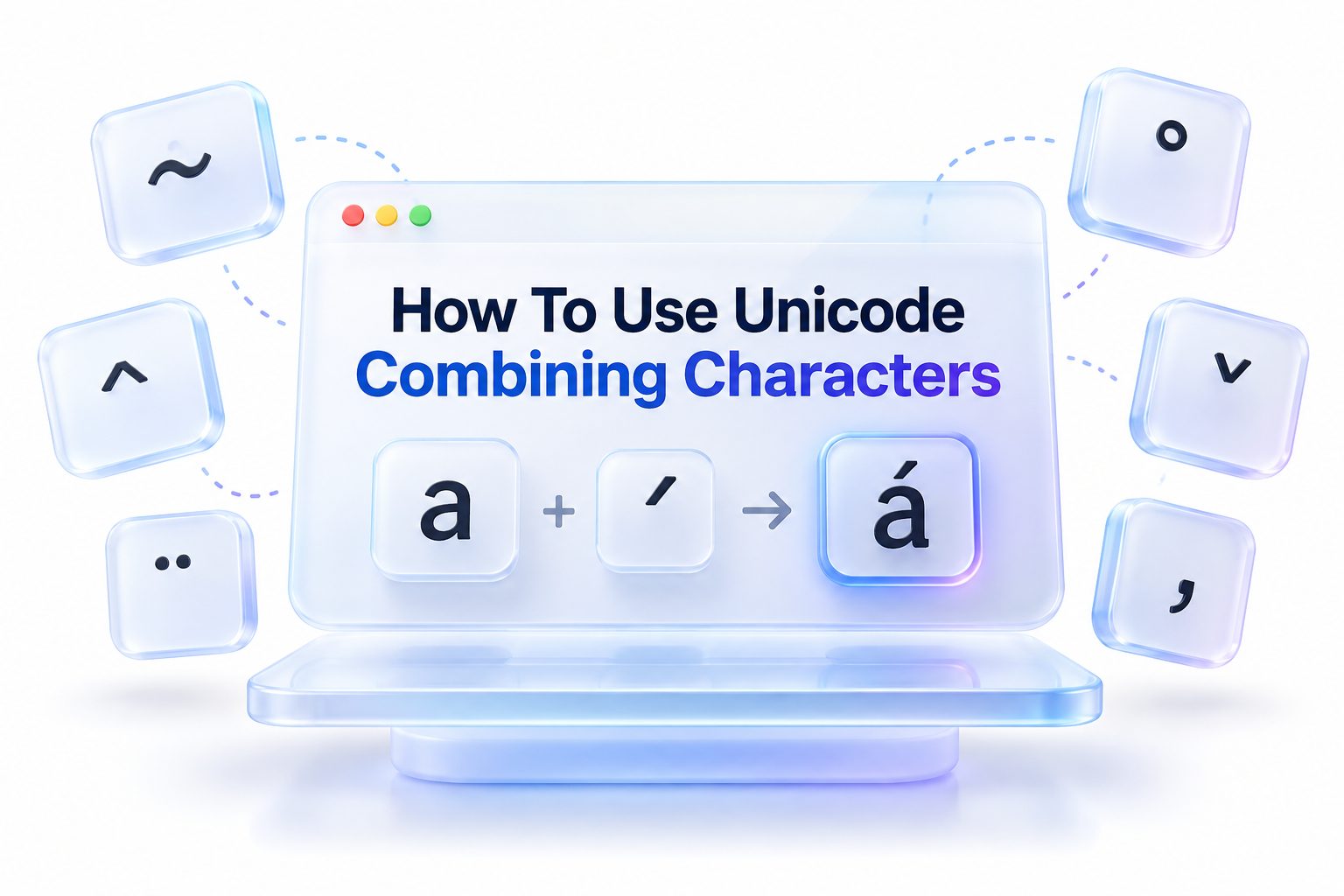 Unicode combining characters shown adding accents and marks to a base letter